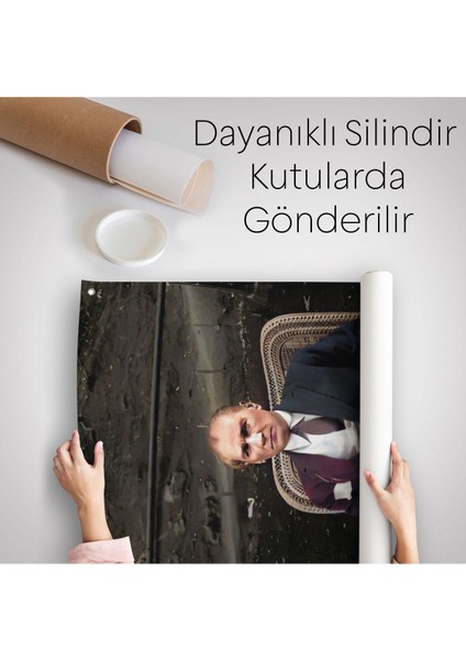 Mustafa Kemal Atatürk'ün Sandalyede Oturan Duvar Örtüsü-Halısı -6379 indirimleri