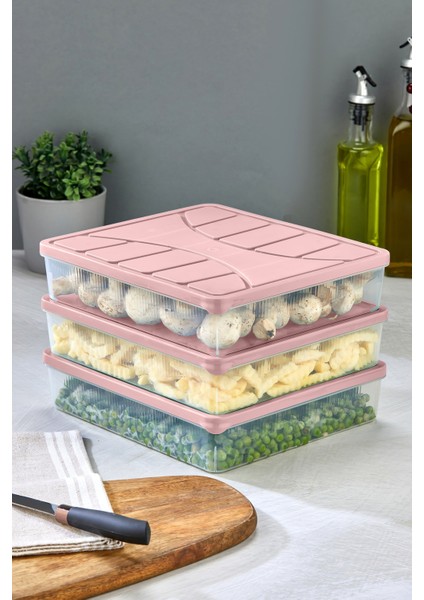 Saklama Kabı 3 Adet 3000 ml Pembe