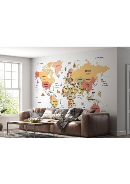 Db Türkçe Dünya Haritası Duvar Kağıdı Ülke-Başkentli Öğretici ve SEMBOLLÜ-2308 fiyatları