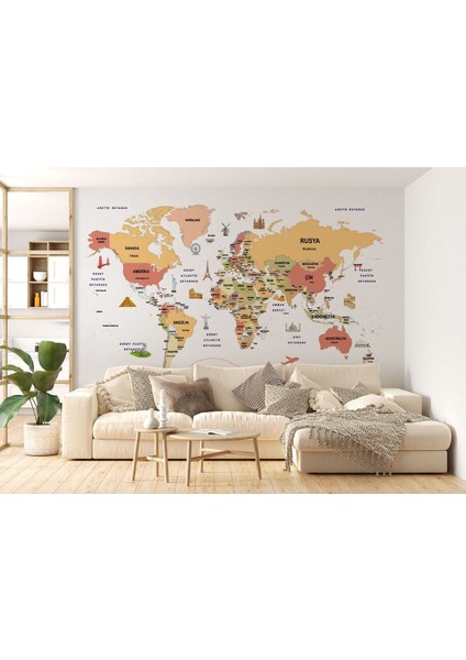 Db Türkçe Dünya Haritası Duvar Kağıdı Ülke-Başkentli Öğretici ve SEMBOLLÜ-2308 modelleri