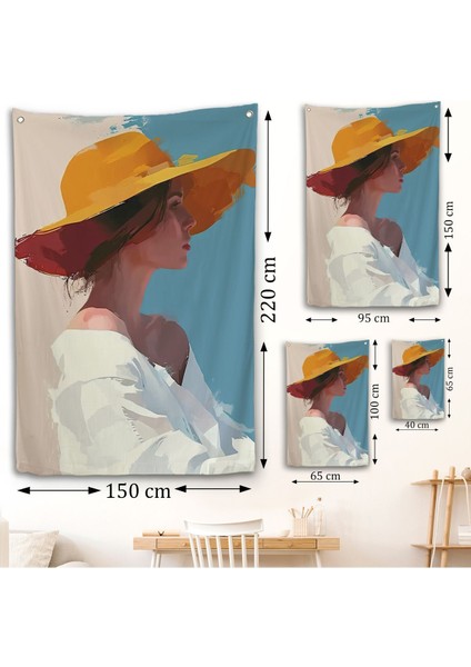 Sarı Şapkalı Soyut Kadın Duvar ÖRTÜSÜ-7631 fırsatları