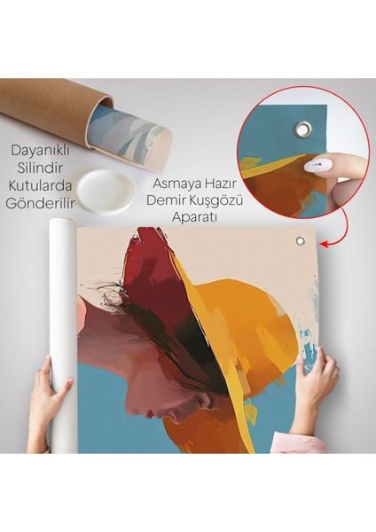 Sarı Şapkalı Soyut Kadın Duvar ÖRTÜSÜ-7631 indirimleri