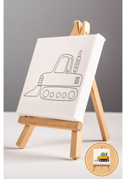 Sevimli Sarı Iş Makinası, Erkek Çocuğu Eğitici Tuval Boyama SETI-9026 modelleri