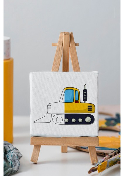 Sevimli Sarı Iş Makinası, Erkek Çocuğu Eğitici Tuval Boyama SETI-9026 indirimleri