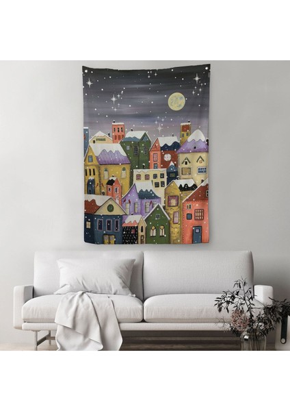 Londrada Kış Gecesi Dekoaratif Duvar Örtüsü - HALISI-6145
