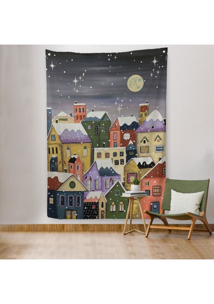 Londrada Kış Gecesi Dekoaratif Duvar Örtüsü - HALISI-6145