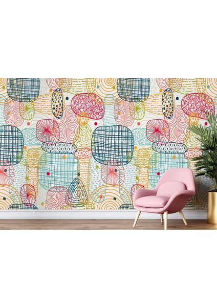 Soyut Renkli Geometrik Şekiller Duvar KAĞIDI-5708