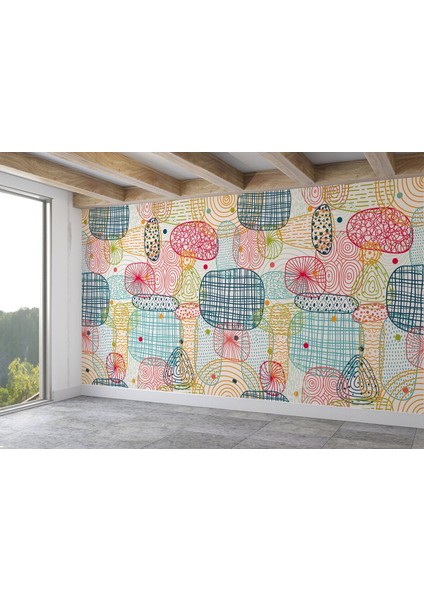 Soyut Renkli Geometrik Şekiller Duvar KAĞIDI-5708 fiyatları