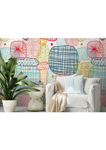 Soyut Renkli Geometrik Şekiller Duvar KAĞIDI-5708 fırsatları