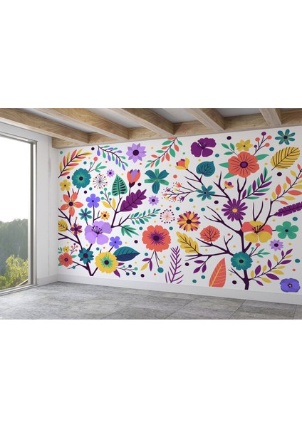 Yb Renkli Çiçekler Desenli Duvar KAĞIDI-5652 fiyatları