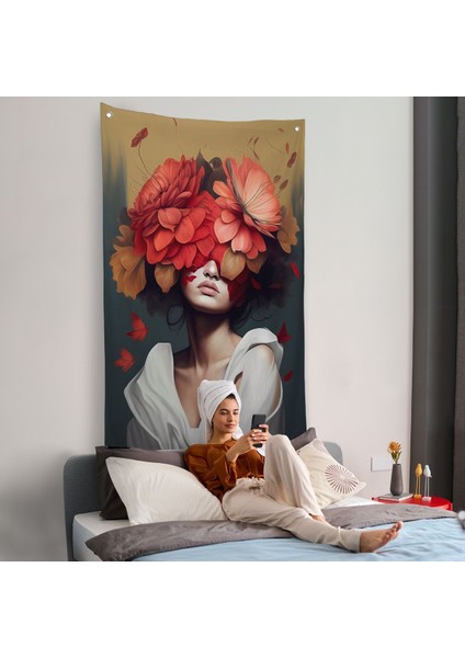 Çiçek Başlı Soyut Kadın Duvar ÖRTÜSÜ-7829 fiyatları
