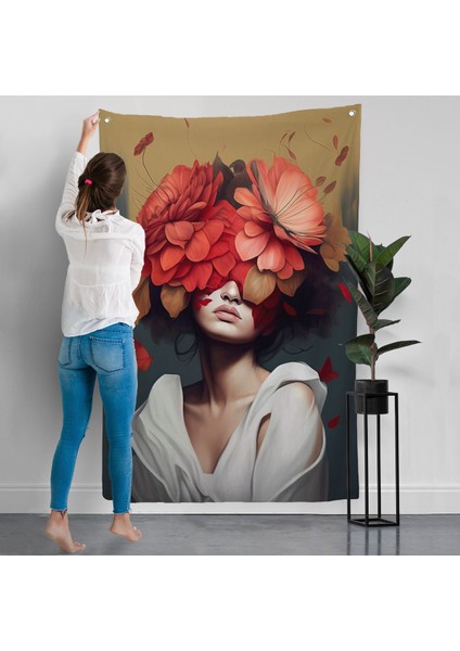 Çiçek Başlı Soyut Kadın Duvar ÖRTÜSÜ-7829 modelleri