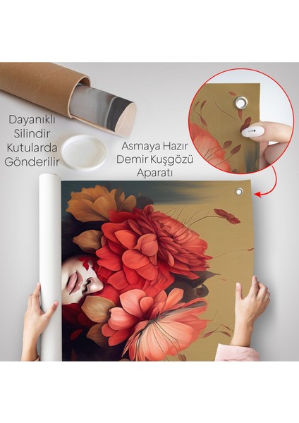 Çiçek Başlı Soyut Kadın Duvar ÖRTÜSÜ-7829 indirimleri