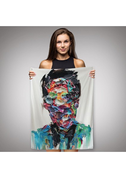 Soyut Erkek Portresi Yağlıboya Görünümlü Duvar Örtüsü - HALISI-6320 fiyatları