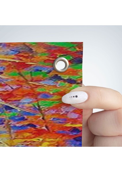 Renkli Ormanda Yürüyen Mavi Elbiseli Kadın Duvar Örtüsü - HALISI-6039 fırsatları