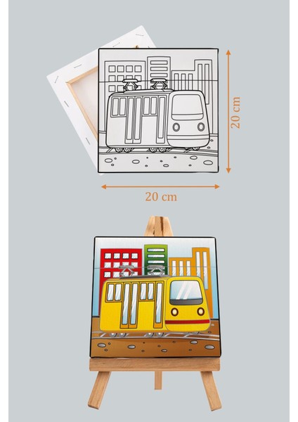 Sevimli Sarı Tramvay, Çocuk Eğitici Tuval Boyama Hobi SETI-9211 fırsatları