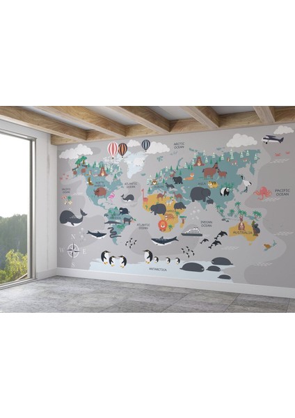 Çocuk ve Bebek Odası Duvar Kağıdı Hayvanlar Alemi Eğitici ve Öğretici -3821 fiyatları