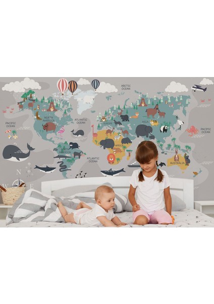 Çocuk ve Bebek Odası Duvar Kağıdı Hayvanlar Alemi Eğitici ve Öğretici -3821 modelleri