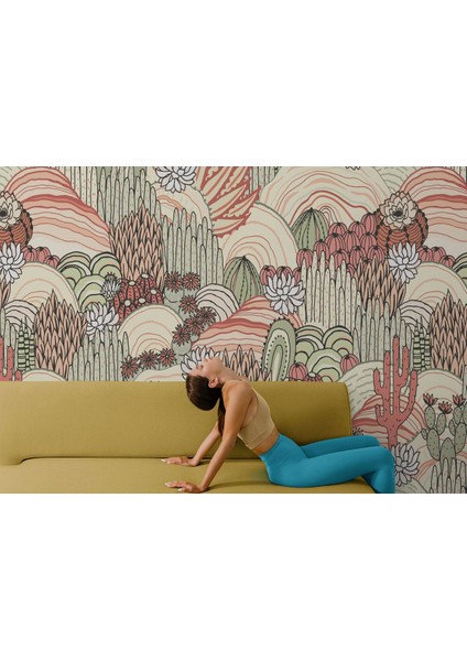 Kaktüs Desenli Duvar KAĞIDI-5741