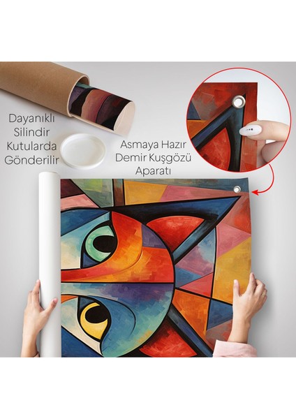 Pablo Picasso Tarzı - Soyut Renkli Kedi Duvar ÖRTÜSÜ-7375 indirimleri