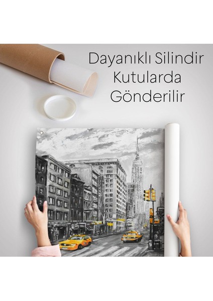 New York Sokakları ve Sarı Taksi Yağlıboya Görünüm Duvar ÖRTÜSÜ-HALISI-3500 indirimleri