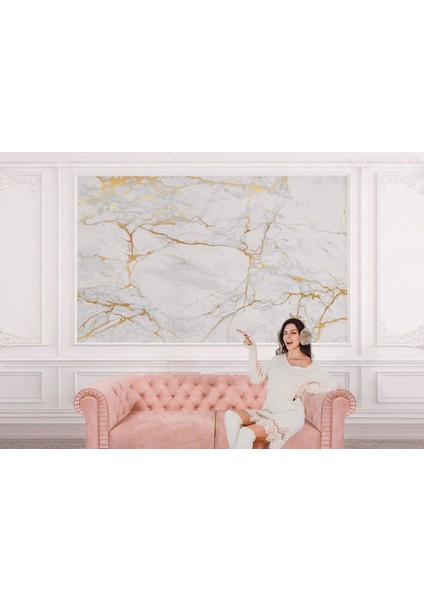 Altın ve Beyaz Soyut Mermer Desenli Duvar KAĞIDI-5519 modelleri