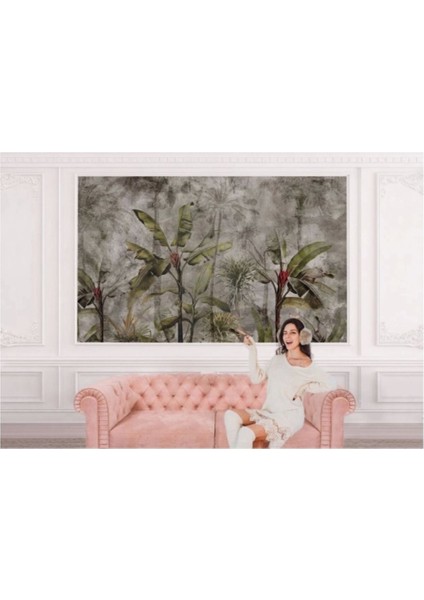 Tropikal Orman Bitkileri Desenli Duvar KAĞIDI-5633