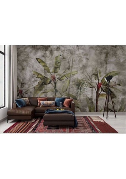 Tropikal Orman Bitkileri Desenli Duvar KAĞIDI-5633 fırsatları