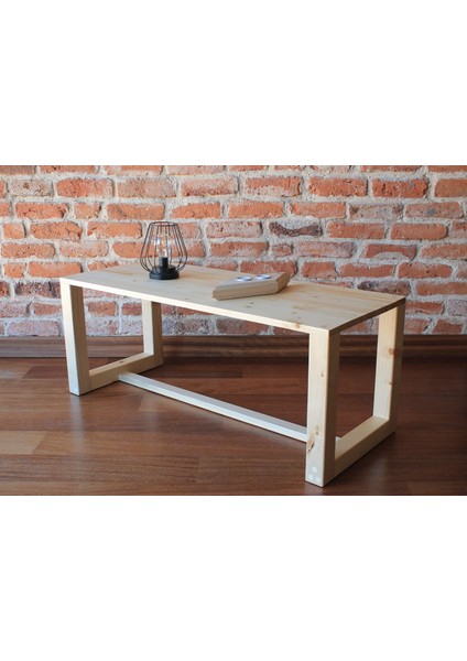 Masif Doğal Ahşap Iskandinav Stil Ham Renk Dikdörtgen Orta Sehpa