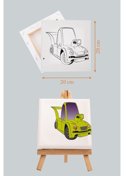 Sevimli Yeşil Araba, Erkek Çocuğu Eğitici Tuval Boyama Hobi SETI-9191 fırsatları