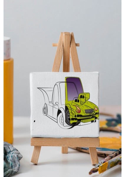 Sevimli Yeşil Araba, Erkek Çocuğu Eğitici Tuval Boyama Hobi SETI-9191 indirimleri