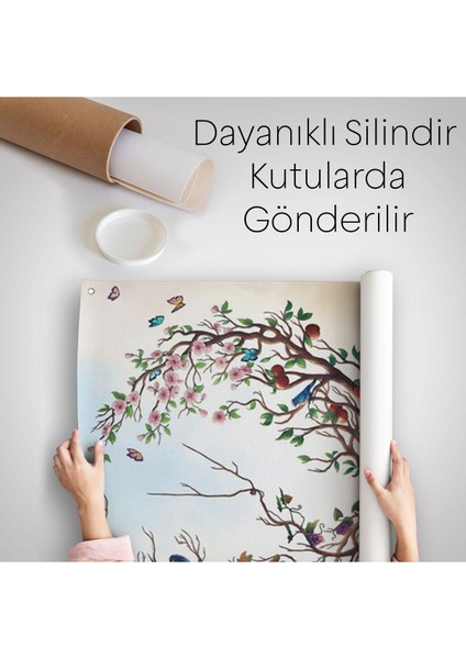 Geyik Yboynuzları Üzerinde Renkli Kuşlar Duvar ÖRTÜSÜ-HALISI-6477 indirimleri