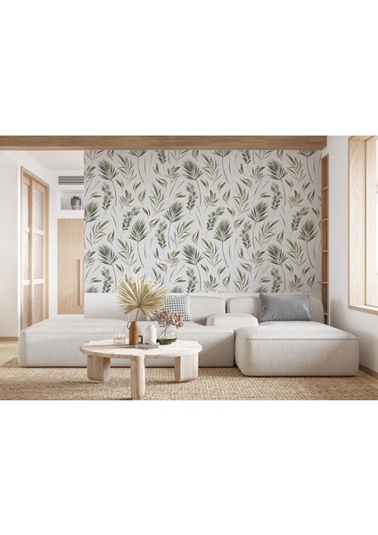Db Bitki Yaprakları Desenli Suluboya Duvar KAĞIDI-5552