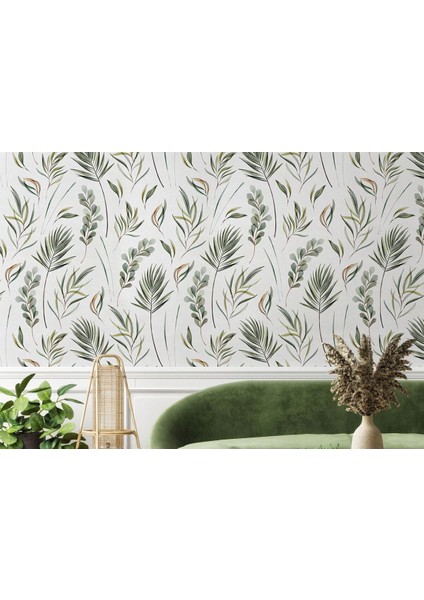 Db Bitki Yaprakları Desenli Suluboya Duvar KAĞIDI-5552 fırsatları