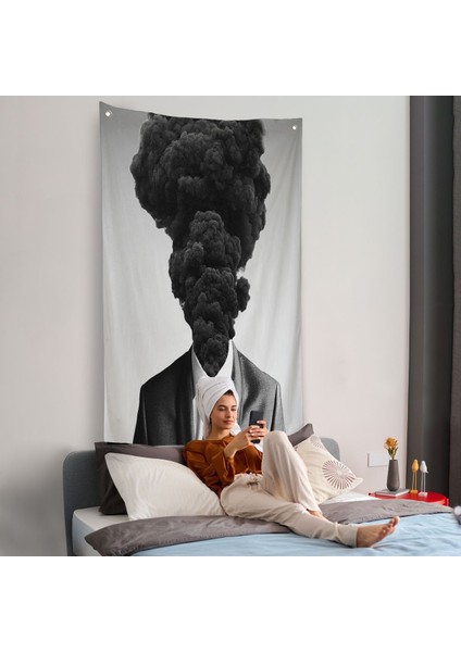 Kafasından Kara Duman Çıkan Adam Duvar ÖRTÜSÜ-7926 fiyatları