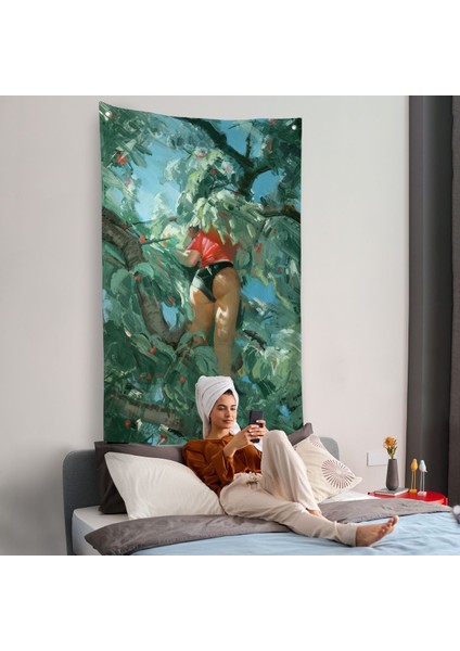 Ağaçtan Meyve Toplayan Kadın Duvar ÖRTÜSÜ-7784 fiyatları