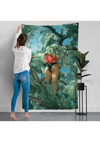 Ağaçtan Meyve Toplayan Kadın Duvar ÖRTÜSÜ-7784 modelleri