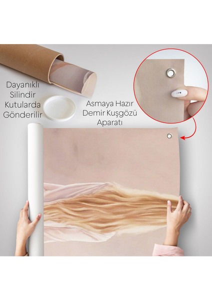 Şarap ve Kadeh Le Yürüyen Sarı Saçlı Kadın Duvar ÖRTÜSÜ-7946 indirimleri