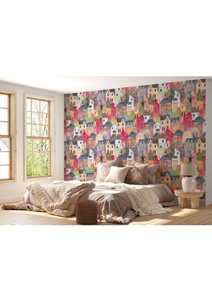 Db Renkli Soyut Şehir Manzarası Duvar KAĞIDI-5758