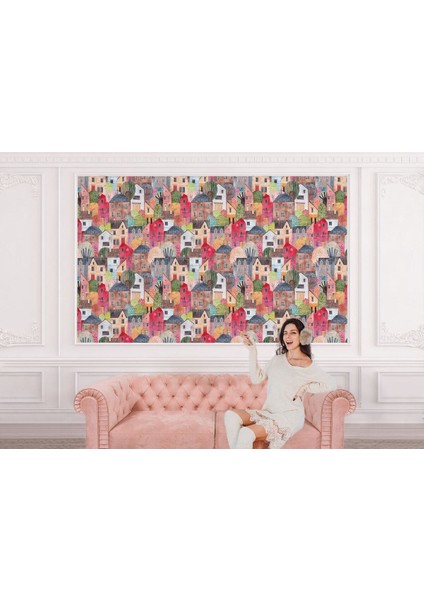 Db Renkli Soyut Şehir Manzarası Duvar KAĞIDI-5758 modelleri