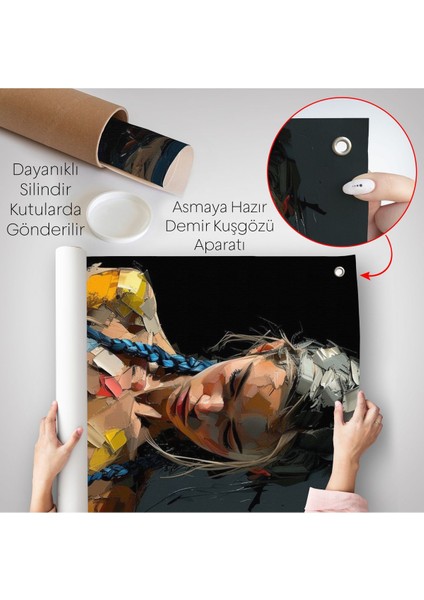 Yağlı Boya Görünümlu Kadın Duvar ÖRTÜSÜ-7686 indirimleri