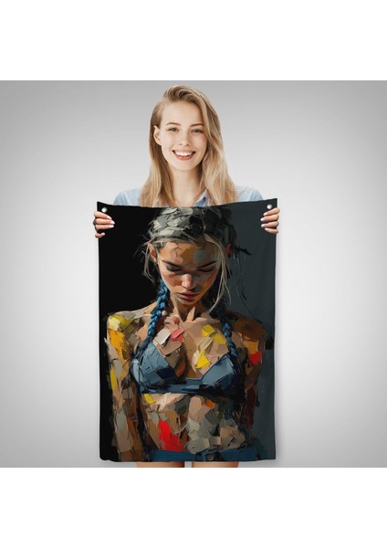 Yağlı Boya Görünümlu Kadın Duvar ÖRTÜSÜ-7686