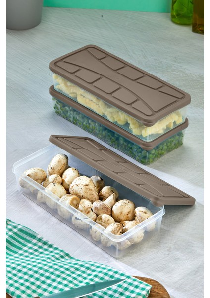 Saklama Kabı 3 Adet 1200 ml Kahverengi