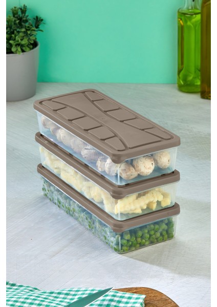 Saklama Kabı 3 Adet 1200 ml Kahverengi modelleri