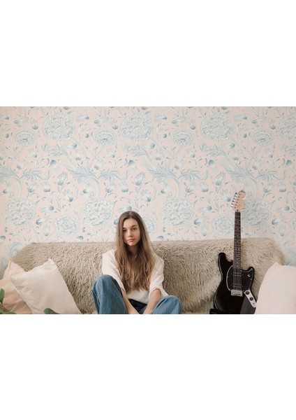 Vintagepastel Çiçekler Yapraklar Duvar KAĞIDI-5645 fırsatları