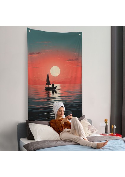 Okyanustaki Yelkenli Duvar ÖRTÜSÜ-7629 fiyatları