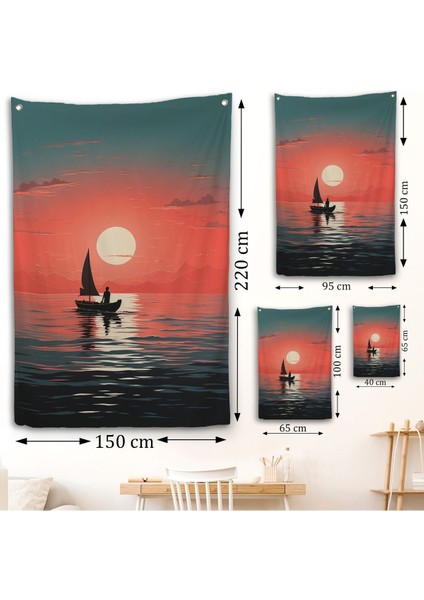 Okyanustaki Yelkenli Duvar ÖRTÜSÜ-7629 fırsatları