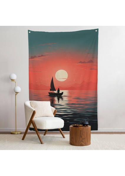 Okyanustaki Yelkenli Duvar ÖRTÜSÜ-7629