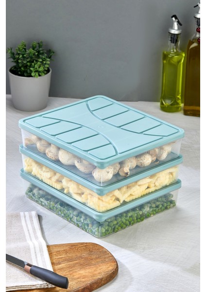 Saklama Kabı 3 Adet 3000 ml Mavi