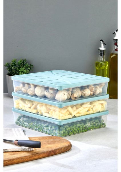 Saklama Kabı 3 Adet 3000 ml Mavi modelleri